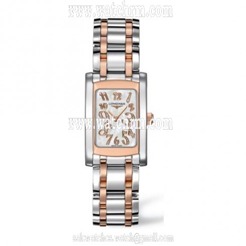 Longines Dolce Vita Mother of Pearl Diamond Dial Steel and 18K Pink Gold Ladies Watch L51555977