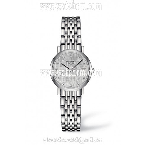 Longines Elegant Automatic Silver Dial Stainless Steel Diamond Ladies Watch L43094776
