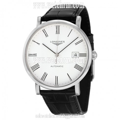 Longines Elegant White Dial Brown Alligator Leather Automatic Men's Watch L49104112