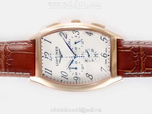 Longines Evidenza L2.156.0.73.2 Midsize Rose Gold Bezel Quartz Chronograph Watch