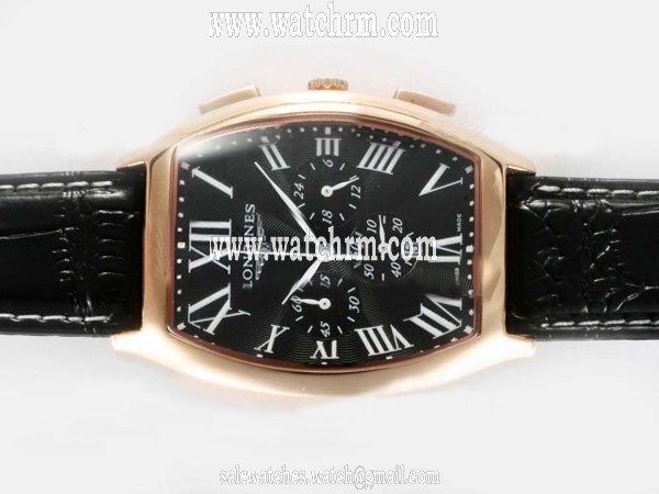 Longines Evidenza L2.643.0.51.9 Rose Gold Bezel Black Dial Quartz Watch