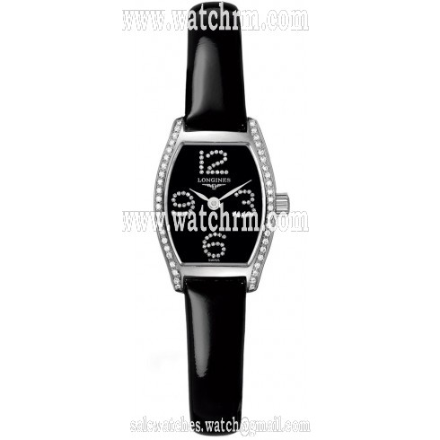 Longines Evidenza Mini Black Diamond Dial Black Leather Ladies Watch L21750572