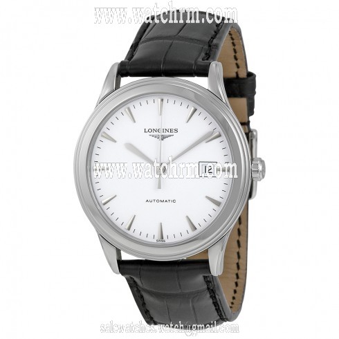 Longines Flagship Automatic White Dial Black Leather Mens Watch L48744122