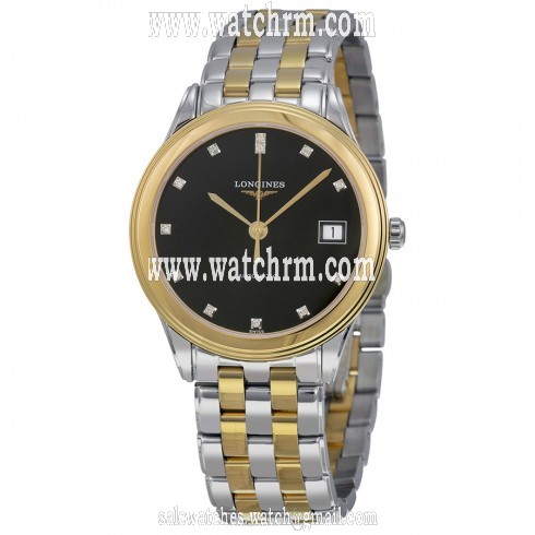 Longines Flagship Black Dial Silver - Gold Stainless Steel Band Automatic Men's Watch L4.774.3.57.7