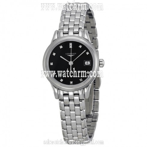 Longines Flagship Black Dial Diamond Ladies Watch L42744576
