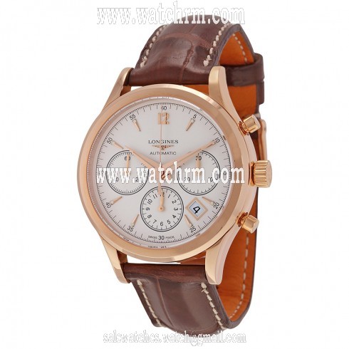 Longines Heritage Automatic Chronogaph Silver Dial 18kt Rose Gold Brown Leather Men's L2.750.8.76.2