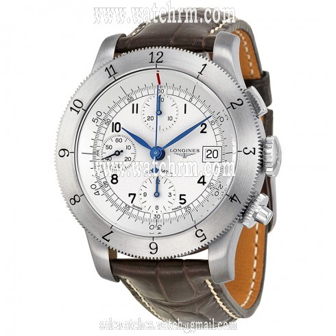 Longines Heritage Collection Chronograph Silver Dial Leather Men Watch L27414732