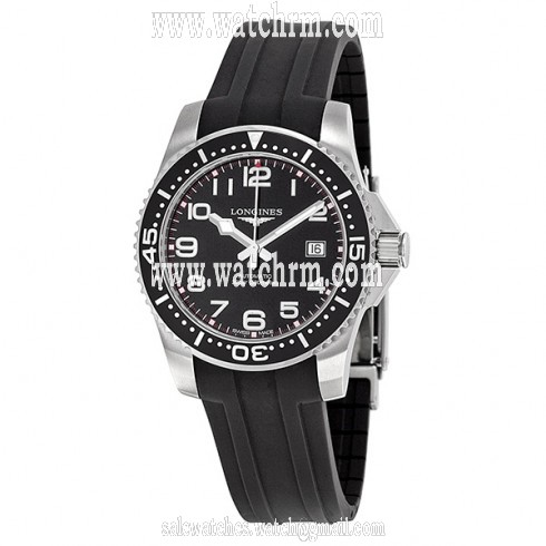 Longines Hydroconquest Black Dial Black Rubber Men's Watch L36954532