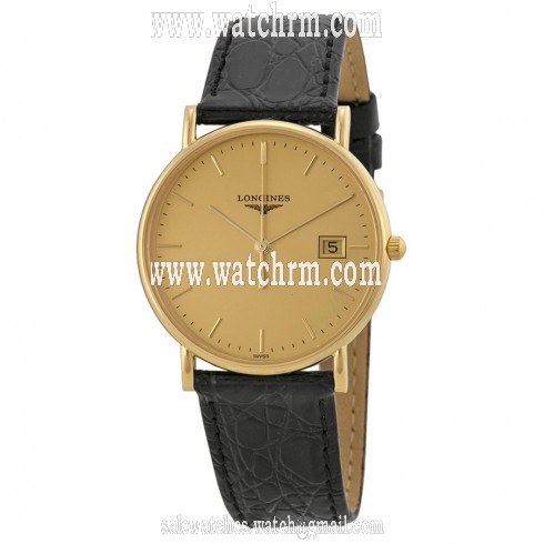 Longines La Grande Classique Champagne Dial 18kt Yellow Gold Black Alligator Leather Men's Watch L47436322