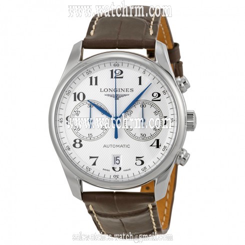 Longines Master Chronograph Silver Dial Brown Leather Men's Watch L26294783