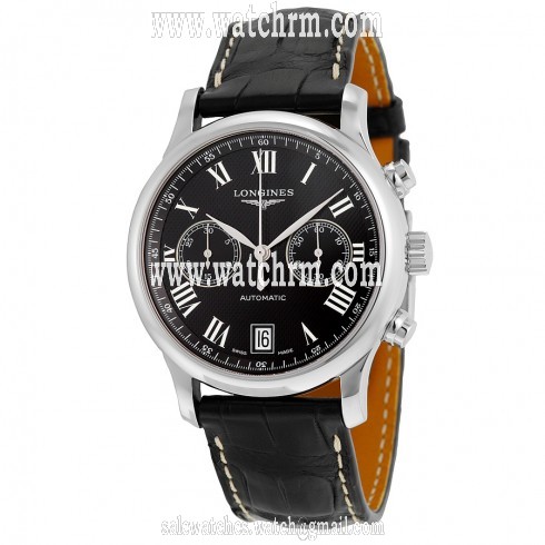 Longines Master Collection Chronograph Automatic Black Dial  Black Leather Men's Watch L2.669.4.51.7