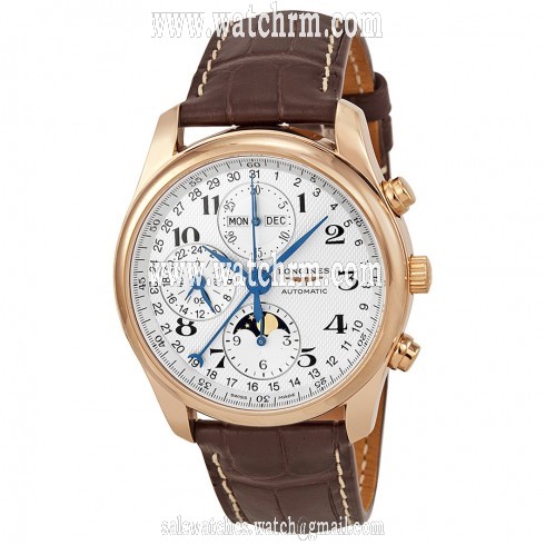 Longines Master Collection Chronograph White Dial Chronograph Brown Leather Men's Watch L26738783