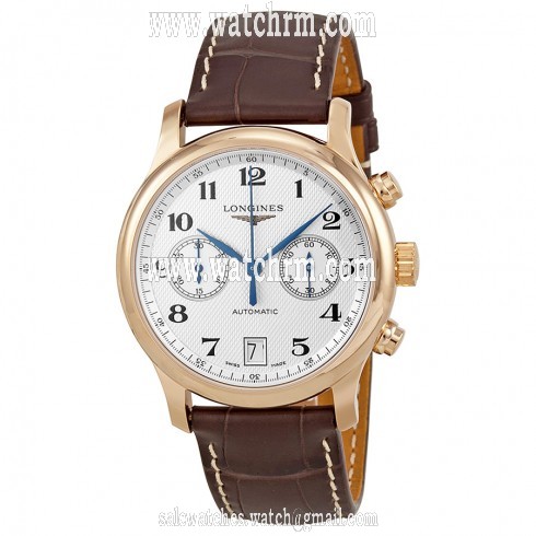 Longines Master Collection Silver Dial 18kt Rose Gold Brown Leather Men's Watch L2.669.8.78.3
