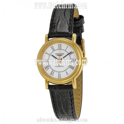 Longines Presence Automatic White Dial Black Leather Ladies Watch L4.321.2.11.2