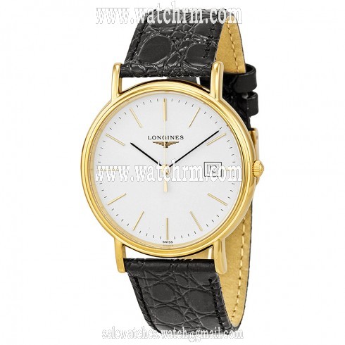 Longines Presence White Dial Black Leather Men's Watch L47902122
