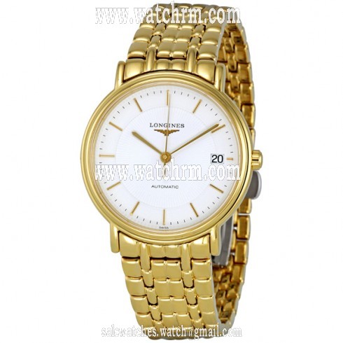 Longines White Dial Automatic Gold PVD Stainless Steel Bracelet Men's Watch L48212188