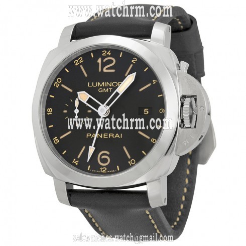 Luminor 1950 3 Days GMT 24H Automatic Acciaio Black Dial Black Leather Men's Watch PAM00531
