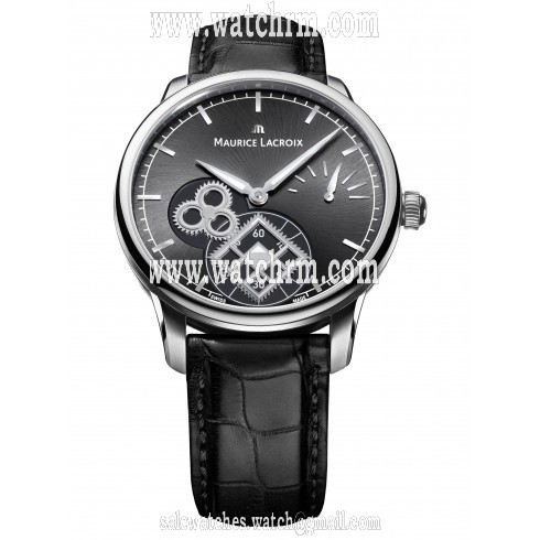 Maurice Lacroix Black Dial Black Leather Men's Automatic Watch MP7158-SS001-301