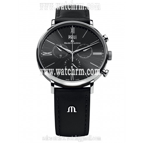 Maurice Lacroix Eliros Black Dial Black Leather Men's Quartz Watch EL1088-SS001-310