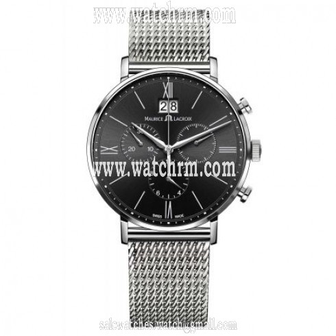 Maurice Lacroix Eliros Black Dial Men's Stainless Steel Chronograph Watch EL1088-SS002-311