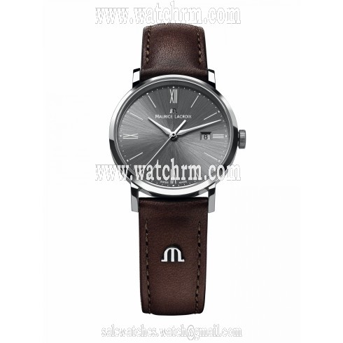 Maurice Lacroix Eliros Date Brown Leather Strap Stainless Steel Case Men's Quartz Watch EL1087-SS001-810