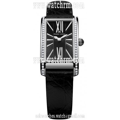 Maurice Lacroix Fiaba Black Dial Black Leather Ladies Quartz Watch FA2164-SD531-311