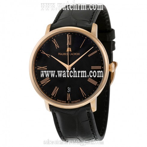 Maurice Lacroix Les Classiques Automatic Black Dial 18kt Rose Gold Men's Watch LC6007-PG101-310
