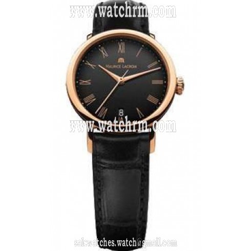 Maurice Lacroix Les Classiques Black Dial Black Alligator Leather Automatic Ladies Watch LC6013-PG101-310