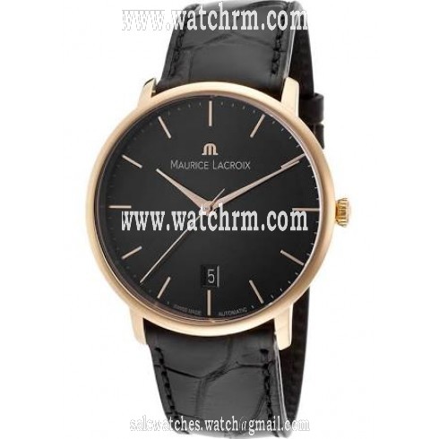 Maurice Lacroix Les Classiques Black Dial Black Alligator Leather Automatic Men's Watch LC6007-PG101-330