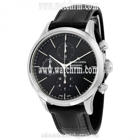 Maurice Lacroix Les Classiques Black Dial Black Leather Men's Watch LC6058-SS001330