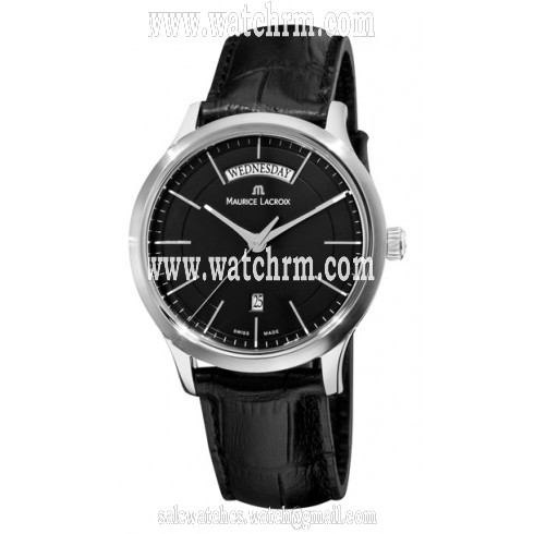 Maurice Lacroix Les Classiques Black Dial Black Leather Men's Watch LC1007-SS001-330