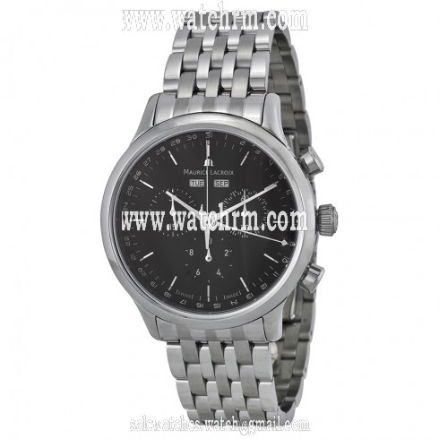 Maurice Lacroix Les Classiques Black Dial Chronograph Stainless Steel Men's Watch LC1008-SS002-330
