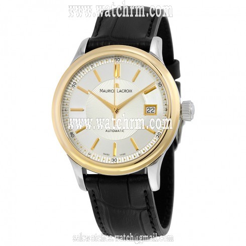 Maurice Lacroix Les Classiques Date Silver Dial Black Calfskin Leather Automatc Men's Watch LC6027-PS101-131
