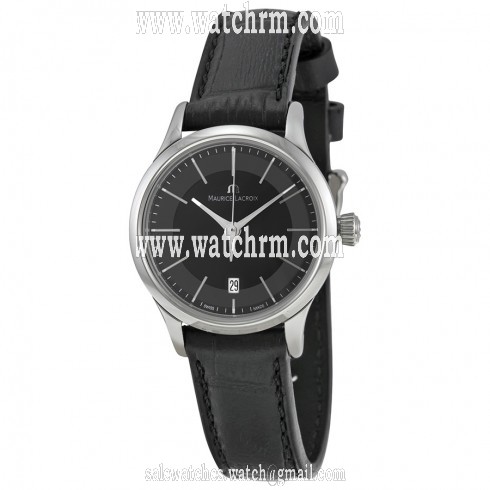 Maurice Lacroix Les Classiques Date Black Dial Black Leather Ladies Quartz Watch LC1113-SS001-330