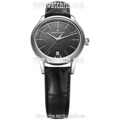 Maurice Lacroix Les Classiques Date Midsize Black Dial Black Crocodile Leather Ladies Quartz Watch LC1026-SS001-330
