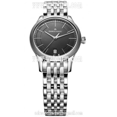 Maurice Lacroix Les Classiques Date Midsize Black Dial Stainless Steel Ladies Quartz Watch LC1026-SS002-330