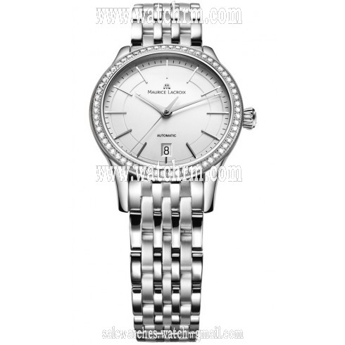 Maurice Lacroix Les Classiques Date Midsize Silver Dial Stainless Steel Automatic Ladies Watch LC6016-SD502-130