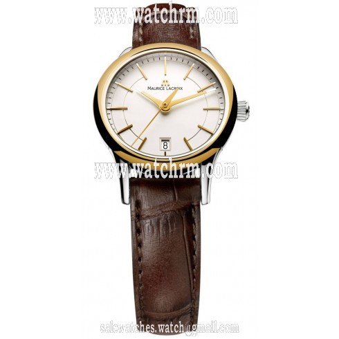 Maurice Lacroix Les Classiques Date White Dial Brown Leather Ladies Quartz Watch LC1113-PVY11-130