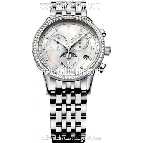 Maurice Lacroix Les Classiques Mother of Pearl Diamond Chronograph Ladies Watch LC1087-SD502-160