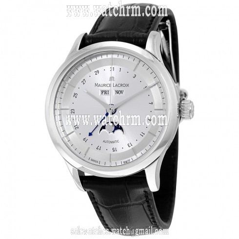Maurice Lacroix Les Classiques Phase de Lune Automatic Silver Dial Black Leather Men's Watch LC6068-SS001-131