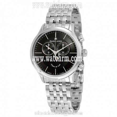 Maurice Lacroix Les Classiques Phase de Lune Chronograph Black Dial Stainless Steel Men's Watch LC1148-SS002-331