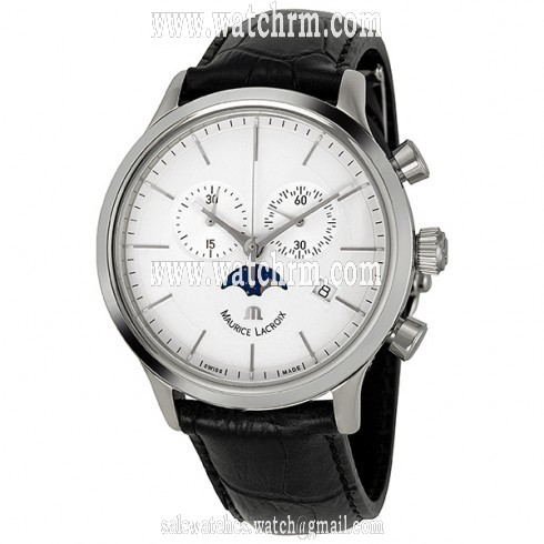Maurice Lacroix Les Classiques Phase de Lune Silver Dial Chronograph Men's Watch LC1148-SS001-130