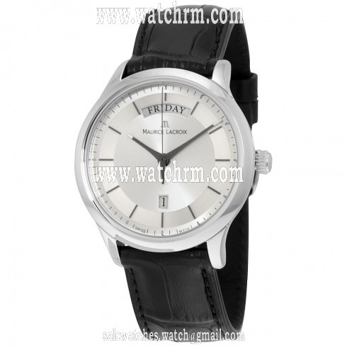 Maurice Lacroix Les Classiques Silver Dial Black Leather Men's Quartz Watch LC1227-SS001-131