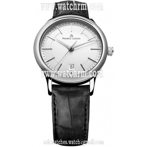 Maurice Lacroix Les Classiques Silver Dial Black Leather Stainless Steel Case Ladies Quartz Watch LC1117-SS001-130