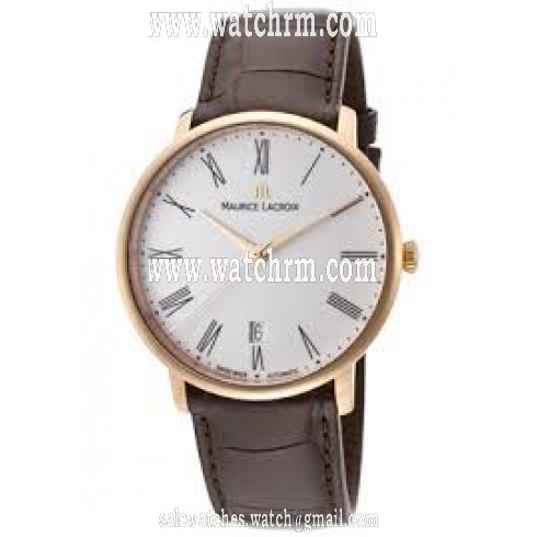 Maurice Lacroix Les Classiques Silver Dial Brown Alligator Leather Men's Automatic Watch LC6007-PG101-110