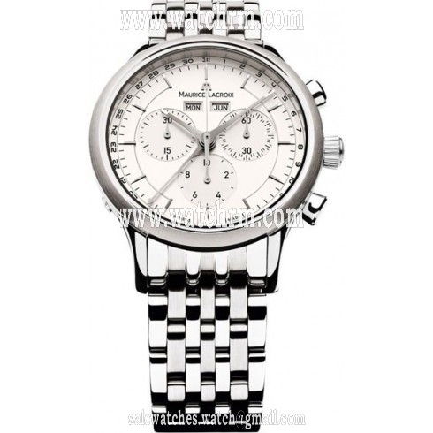 Maurice Lacroix Les Classiques Silver Dial Chronograph Stainless Steel Men's Watch LC1008-SS002-130