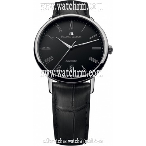 Maurice Lacroix Les Classiques Tradition Automatic Black Dial Black Leather Strap Men's Watch LC6067-SS001-310