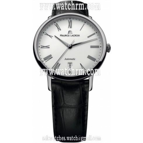 Maurice Lacroix Les Classiques Tradition Automatic White Dial Black Leather Strap Men's Watch LC6067-SS001-110