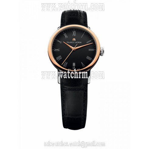 Maurice Lacroix Les Classiques Tradition Black Dial Black Crocodile Leather Ladies Automatic Watch LC6063-PS101-310