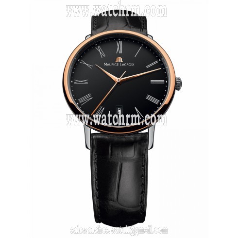 Maurice Lacroix Les Classiques Tradition Black Dial Black Leather Automatic Men's Watch LC6067-PS101-310